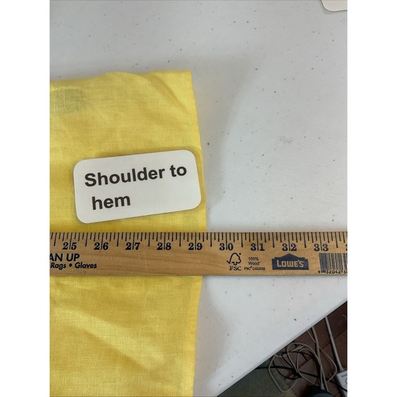 Lauren Ralph Lauren 2X Yellow Linen Button Up Shirt Crest‎ Logo Coral Trim Beach - Picture 7 of 8